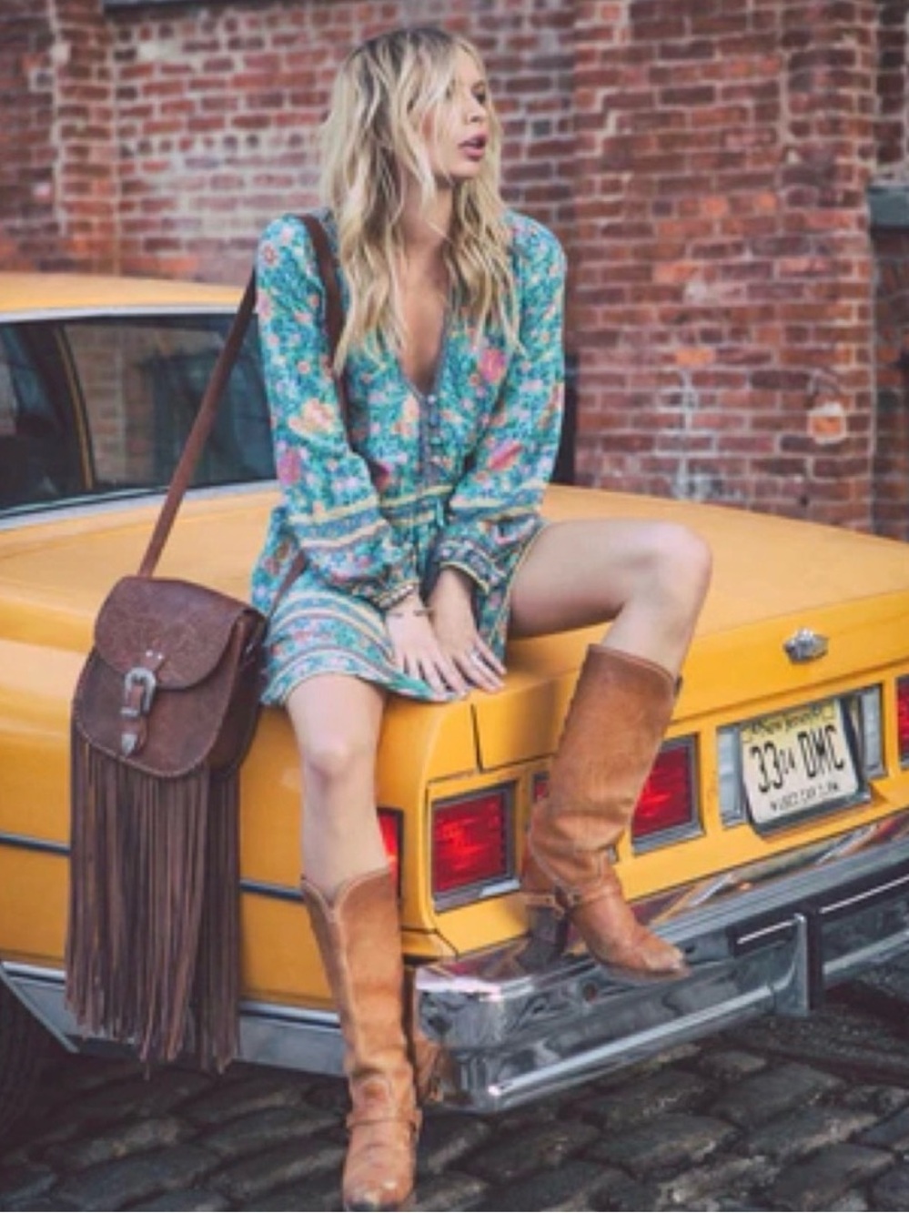 EUC Spell & the Gypsy Collective Turquoise Folk Town Mini Dress SIZE S - VINTAGE